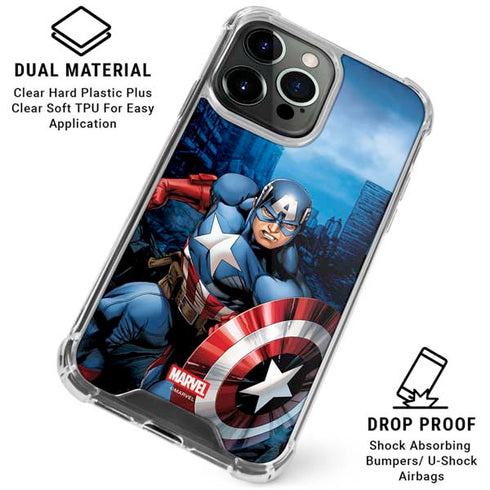 Marvel Captain America Portrait iPhone 15 Pro Clear Case
